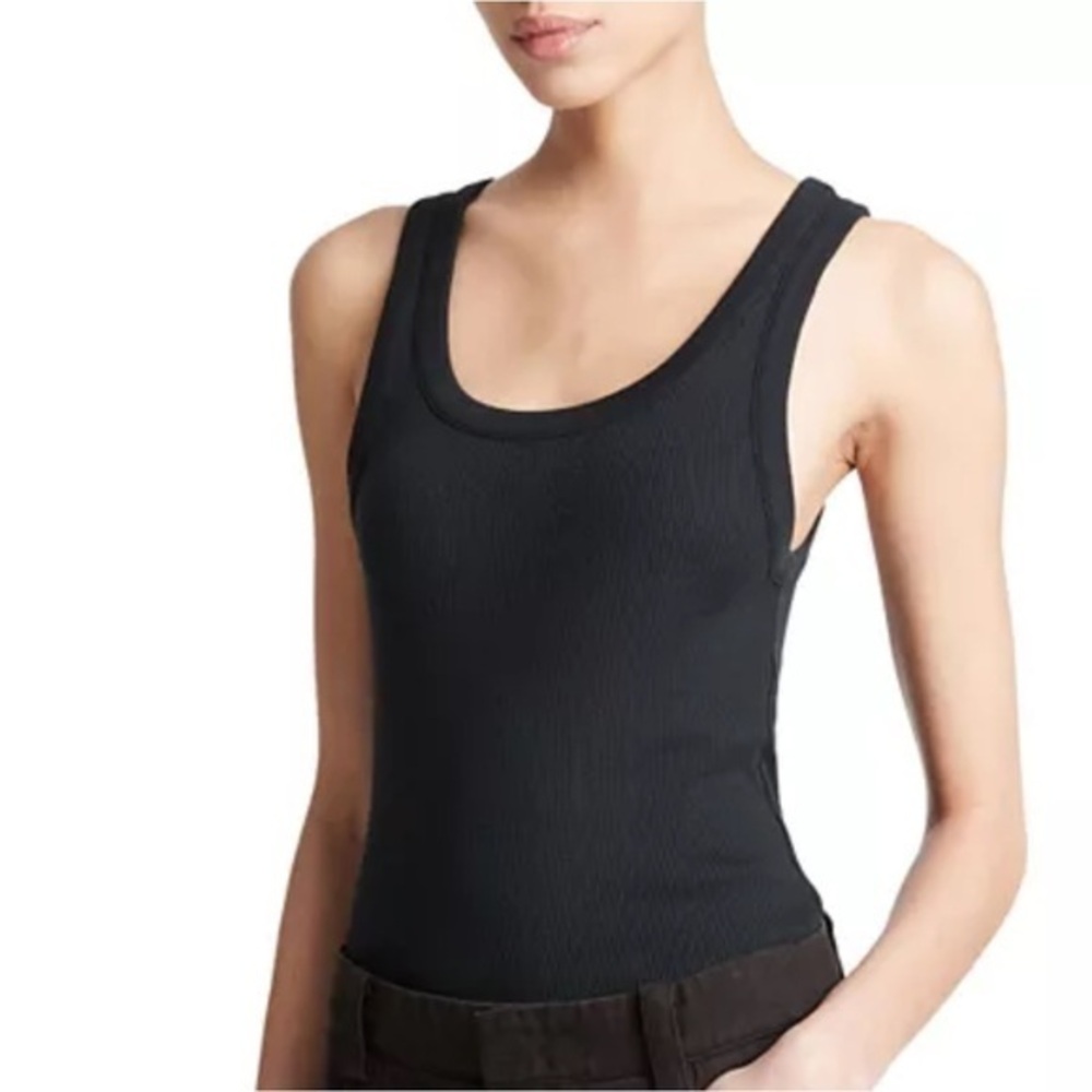 Vince XL Black Sleeveless Top Scoop Neck Ribbed